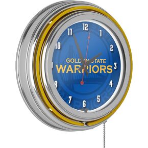 NBA Chrome Double Rung Neon Clock - Fade - Golden State Warriors