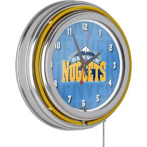 Trademark Global NBA Chrome Double Rung Neon Clock - City - Denver Nuggets