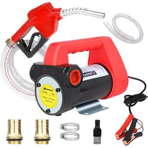 12 Volt Fuel Transfer Pump, Diesel Transfer Pump with Auto Shut off Nozzle & Hoses for Diesel, Kerosene, Machine, Transformer Oil, 12 GPM Self Priming DC Electric Diesel Fuel Transfer Pump Kit