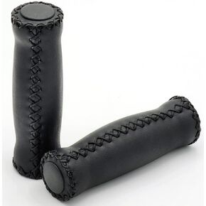 Vinyl Leather Grips - Black, for 7/8" handle bars of beach cruiser bikes