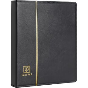 4 Ring Binder Albums - 12.5" x 10" Black Cover Binders Compatible with 9-Hole 11-Hole Pocket Pages Universal for Stamps Coins Banknotes Documents BU04BK