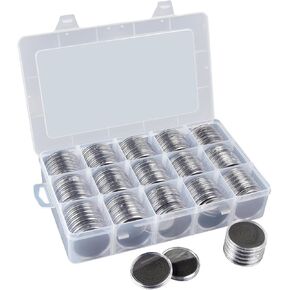 105 قطعة كبسولات عملات معدنية مقاس 46 مم مع حشية إسفنجية وصندوق منظم تخزين بلاستيكي، 6 مقاسات (20/25/27/30/38/46 مم) حامل حافظة لجامع العملات المعدنية لمستلزمات جمع العملات المعدنية (أبيض) in Kuwait