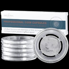 Coin Capsules with 4-Pocket Positioning Floating Pads Coin Holder Collector for Lincoln Cent/Penny/Canadian 1 Cents/Euro 2 Cents 6 Pack JC0119006