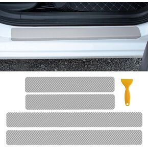4 Pcs Car Threshold Protection Stickers Carbon Fiber Anti Scratch Strip Door Edge Film Protection Pad Automobile Accessories-Silver