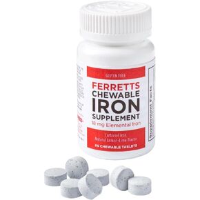 Pharmics Ferretts Chewable Iron Supplement, 60 Chewable Tablets, 18mg of Iron