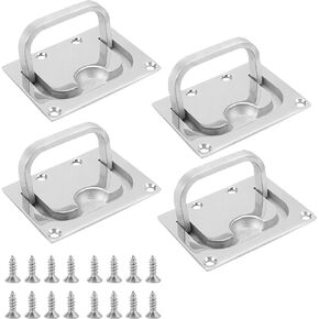 4 Pack Boat Ring Hatch Pull Flush Lift, 316 Stainless Steel Boat Deck Hatch Handle, Marine Hatch Pull Handle with Screws