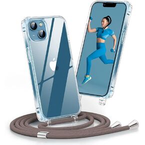 Crossbody for iPhone 11 Case,Necklace Mobile Phone Cover with Cord Strap Adjustable Length Lanyard Rope Shockproof Hands-Free Clear Phone Cover for iPhone 11-Coffee