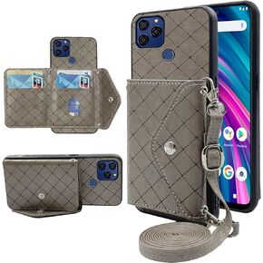 Compatible with BLU G91s Wallet Case with Crossbody Shoulder Strap Stand Credit Card Holder Lanyard Slot Cell Accessories Phone Cover for Blue G 91s 6.8 6.8" 2022 Women Blue