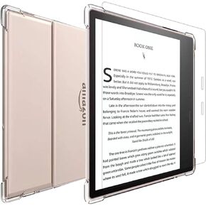 for 7" All-New Kindle Oasis Case Clear with Tempered Glass Screen Protector,Clear Case for Kindle Oasis 10th Generation 2019&Kindle Oasis 9th Generation E-Reader 2017,Soft TPU Back Case-Clear