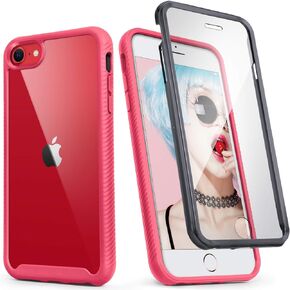 حافظة IDweel iPhone SE 2020، حافظة iPhone SE الجيل الثالث 2022، حافظة iPhone 8 & 7، غطاء متين لكامل الجسم ممتص للصدمات مع واقي شاشة مدمج، حافظة صلبة مقاومة للصدمات شديدة التحمل، أسود