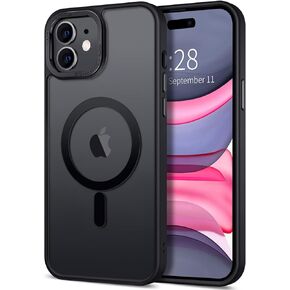 Hython Case for iPhone 13 Case Magnetic Translucent Matte Phone Cases 6.1" [Compatible with MagSafe] Thin Slim Fit Shockproof Bumper Hard Protective Cover for Women Men Girls, Frosted Black