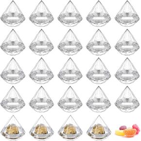 Jucoan 24 Pack Clear Favor Boxes, Diamond Shape Candy Boxes,3 x 3 Inch Clear Plastic Wedding Party Favor Candy Box Gift Box for Wedding, Baby Shower, Party
