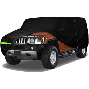 Waterproof Car Cover Compatible with Hummer 2002-2009 H2, 300D All Weather Classic SUV Car Covers with Zipper Door & Lock for Snow Rain Protection