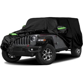 Waterproof Car Covers Replace for 1987-2006 Jeep Wrangler, 6 Layers All Weather Custom-fit Car Cover with Zipper Door & Windproof Bands for Snow Rain Dust Hail Protection