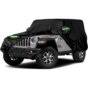 Waterproof Car Covers Replace for 1987-2006 Jeep Wrangler, 6 Layers All Weather Custom-fit Car Cover with Zipper Door & Windproof Bands for Snow Rain Dust Hail Protection