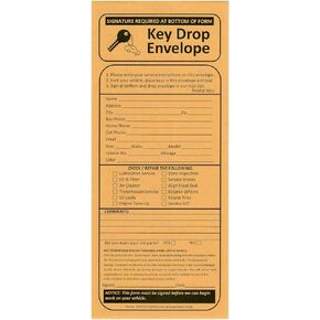 100 Night Drop Key Envelopes - Auto Repair Shops and Mechanics Gummed