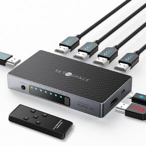 HDMI Switch, Durable SETMSPACE HDMI Switcher 5 in 1 Out with Remote, 4K 60 Hz HDMI Splitter, Stable HDMI Port Expander for Home Theater, Office and Classroom