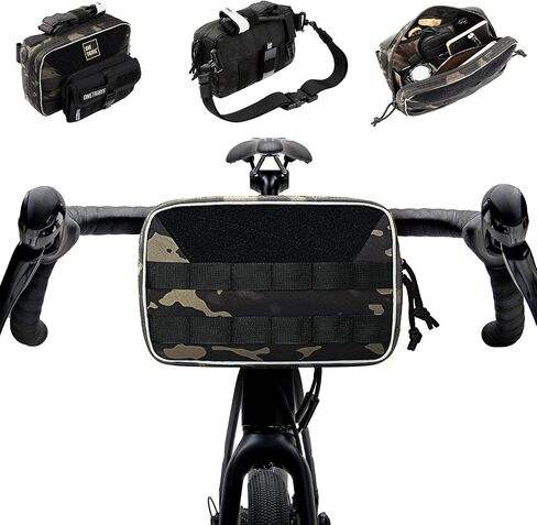 OneTigris Motorcycle Handlebar Bag, 2.5L Universal Bike Fork Bag Versatile Sissy Bar Bag Front Storage Pouch with Shoulder Strap for Dirtbike Motorbike Cruiser Sport Roadster Scrambler Tourer in Saudi Arabia