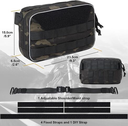 OneTigris Motorcycle Handlebar Bag, 2.5L Universal Bike Fork Bag Versatile Sissy Bar Bag Front Storage Pouch with Shoulder Strap for Dirtbike Motorbike Cruiser Sport Roadster Scrambler Tourer in Saudi Arabia