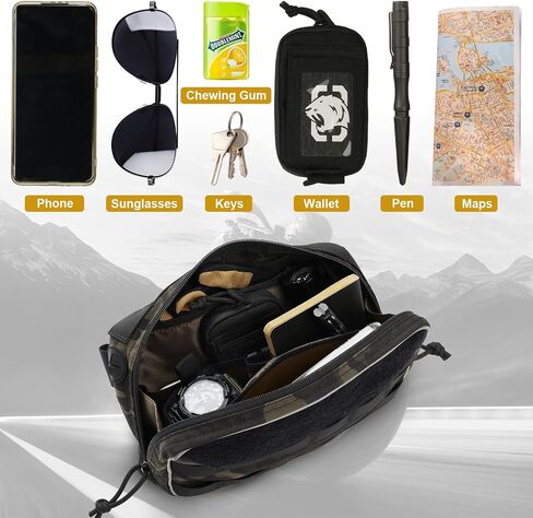 OneTigris Motorcycle Handlebar Bag, 2.5L Universal Bike Fork Bag Versatile Sissy Bar Bag Front Storage Pouch with Shoulder Strap for Dirtbike Motorbike Cruiser Sport Roadster Scrambler Tourer in Saudi Arabia