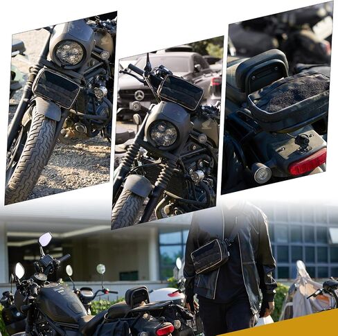 OneTigris Motorcycle Handlebar Bag, 2.5L Universal Bike Fork Bag Versatile Sissy Bar Bag Front Storage Pouch with Shoulder Strap for Dirtbike Motorbike Cruiser Sport Roadster Scrambler Tourer in Saudi Arabia