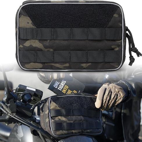 OneTigris Motorcycle Handlebar Bag, 2.5L Universal Bike Fork Bag Versatile Sissy Bar Bag Front Storage Pouch with Shoulder Strap for Dirtbike Motorbike Cruiser Sport Roadster Scrambler Tourer in Saudi Arabia