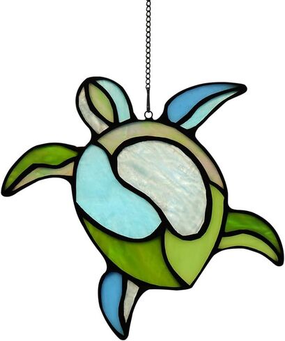 Sea Turtle Stained Glass Window Hangings,Sea Turtle Decor Navy Beach Theme Decoration Gift for Parents Housewarming Gifts in Kuwait