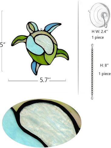 Sea Turtle Stained Glass Window Hangings,Sea Turtle Decor Navy Beach Theme Decoration Gift for Parents Housewarming Gifts in Kuwait