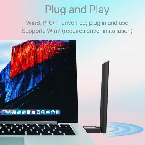 محول USB بلوتوث 5.1، مستقبل إرسال دونجل لاسلكي طويل المدى 200 متر لسماعات لوحة المفاتيح وماوس بلوتوث وسماعات الرأس والكمبيوتر المحمول والكمبيوتر المكتبي المتوافق مع Windows 7/8.1/10/11 in Kuwait