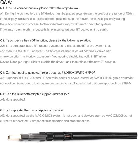 محول USB بلوتوث 5.1، مستقبل إرسال دونجل لاسلكي طويل المدى 200 متر لسماعات لوحة المفاتيح وماوس بلوتوث وسماعات الرأس والكمبيوتر المحمول والكمبيوتر المكتبي المتوافق مع Windows 7/8.1/10/11 in Kuwait