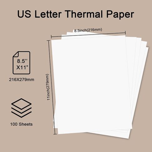 100 Sheets Thermal Printer Paper, Thermal Paper 8.5×11'' US Letter Size, Advanced Printing Paper Compatible with Brother Letter Portable Printer, Printer Paper for M08F-Letter, M832, M834, MT800 in Saudi Arabia