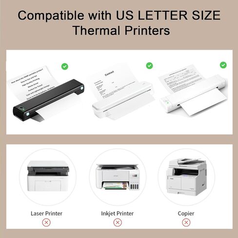 100 Sheets Thermal Printer Paper, Thermal Paper 8.5×11'' US Letter Size, Advanced Printing Paper Compatible with Brother Letter Portable Printer, Printer Paper for M08F-Letter, M832, M834, MT800 in Saudi Arabia