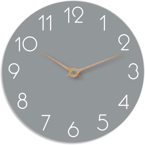 cicininc Wood Wall Clock, Gray Wooden Silent Non-Ticking, Decorative Battery Operated Wall Clocks for Bedroom, Kitchen, Home, Living Room, Office, School, Hotel (10") in Saudi Arabia