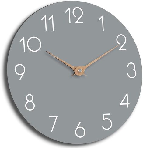 cicininc Wood Wall Clock, Gray Wooden Silent Non-Ticking, Decorative Battery Operated Wall Clocks for Bedroom, Kitchen, Home, Living Room, Office, School, Hotel (10") in Saudi Arabia