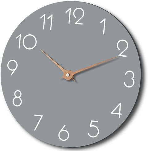 cicininc Wood Wall Clock, Gray Wooden Silent Non-Ticking, Decorative Battery Operated Wall Clocks for Bedroom, Kitchen, Home, Living Room, Office, School, Hotel (10") in Saudi Arabia