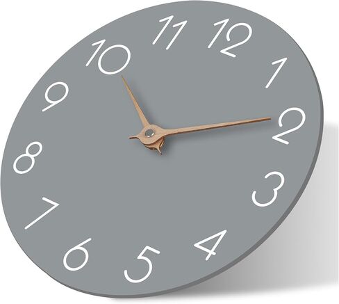 cicininc Wood Wall Clock, Gray Wooden Silent Non-Ticking, Decorative Battery Operated Wall Clocks for Bedroom, Kitchen, Home, Living Room, Office, School, Hotel (10") in Saudi Arabia