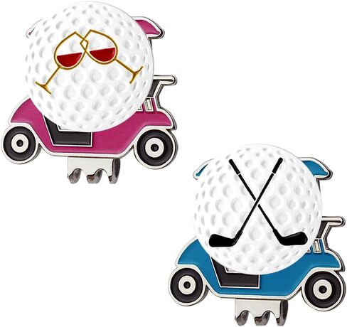 Golf Cart Hat Clip, Assorted Pattern Golf Ball Markers 24.4MM,Nice Golf Gift for Women Men,Pack of 2 in Saudi Arabia
