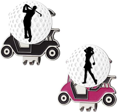 Golf Cart Hat Clip, Assorted Pattern Golf Ball Markers 24.4MM,Nice Golf Gift for Women Men,Pack of 2 in Saudi Arabia