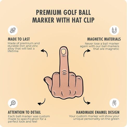Middle Finger Golf Ball Marker – Premium Enamel Golf Accessories – 1.25" x 2mm Golf Ball Marker – Custom Designed – for Personalizing Your Golf Game in Kuwait