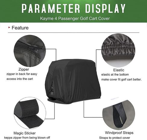 kayme 4 Passenger Golf Cart Cover, Heavy Duty Outdoor Cover for Ez Go Club Car Yamaha Golf Carts, Waterproof Sunproof Dustproof (Up to 112 Inch) in Saudi Arabia