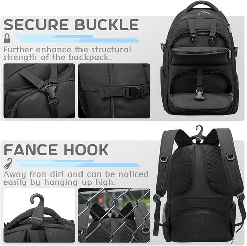 Ezgunk Badminton Backpack, accommodate 2 Badminton Rackets, Independent Ventilated Shoe Box, Large Capacity Storage for Sports Accessories, Suitable for Women and Men's Sports, Travel. in Kuwait