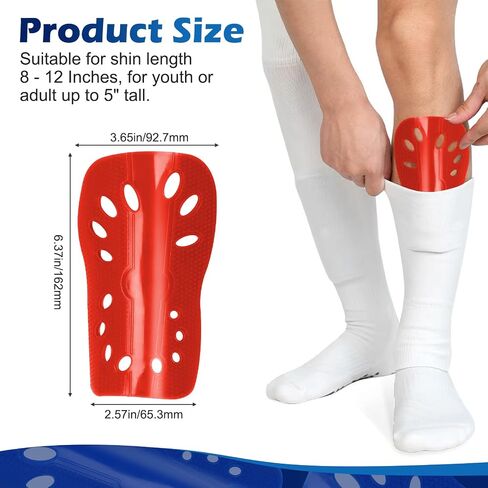 Soccer Shin Guards, 2 Pair Lightweight and Breathable Shin Guard Sleeves Adults and Kids, Calf Protective Gear Shin Guards for Youth Men & Women (Blue and Red) in Saudi Arabia