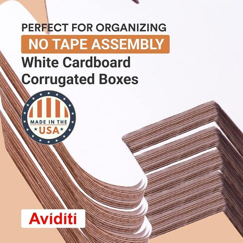 AVIDITI Corrugated Cardboard Storage Bins Holder 3" x 12" x 4.5" (50 Pack), Open Top Durable and Ideal for Organizing Parts Bin Work Areas Packing Moving and Storage - White, 50 Pack in Saudi Arabia