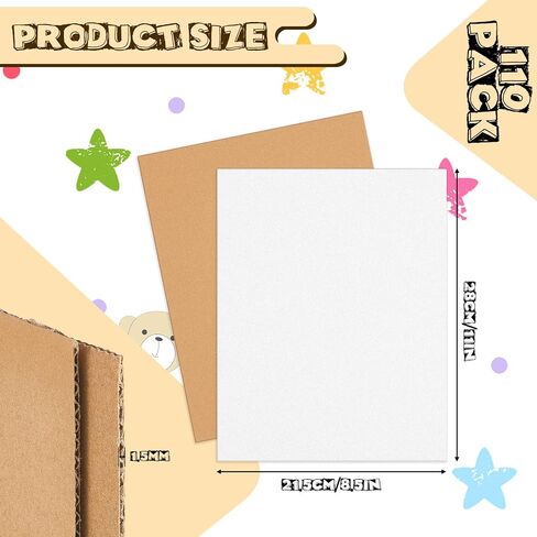 Henoyso 110 Pack Corrugated Cardboard Sheets Flat Cardboard Sheets Packaging Inserts Flat Square Inserts Squares Separators for Shipping Packing Mailing Crafts (5 x 7 Inch,Brown) in Saudi Arabia