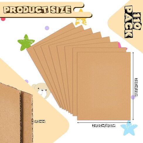Henoyso 110 Pack Corrugated Cardboard Sheets Flat Cardboard Sheets Packaging Inserts Flat Square Inserts Squares Separators for Shipping Packing Mailing Crafts (5 x 7 Inch,Brown) in Saudi Arabia