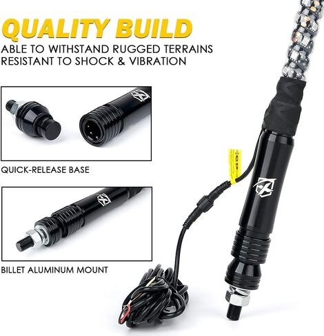 أضواء سوط حلزونية LED زرقاء Xprite بطول 5 أقدام، هوائي مضاء بعمود سوط مقاوم للماء مع العلم الأمريكي قطعتين للرمل الكثبان الرملية للطرق الوعرة UTV ATV Polaris RZR Can-Am X3 4X4 شاحنات جيب جنبًا إلى جنب in Saudi Arabia