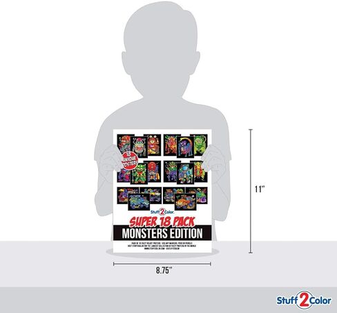 مجموعة Stuff2Color الفائقة المكونة من 18 ملصق تلوين غامض (إصدار الوحوش) - الفنون والحرف اليدوية للأولاد والبنات والأطفال الصغار والأطفال - نشاط تلوين رائع، أو مشروع مشاركة جماعي، أو متعة وقت هادئ in Kuwait