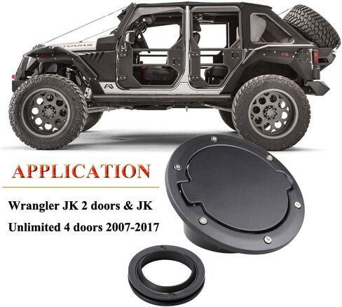 غطاء غطاء الغاز، غطاء حشو الوقود لباب خزان الوقود متوافق مع 2007-2017 Jeep Wrangler JK & JKU. in Kuwait