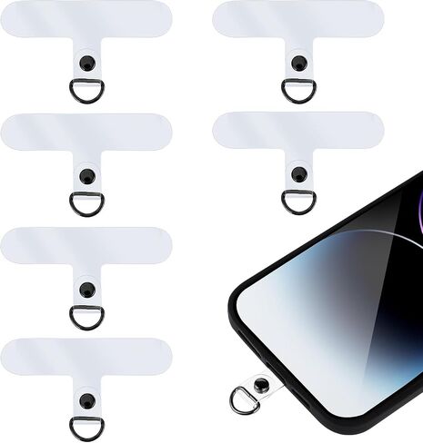 6Pcs Cell Phone Lanyard Patch Pad, Universal Phone Tether Tab Phone Strap Connector with Metal Ring for Cell Phones Security Drop Protection (Transparent Light Gold) in Saudi Arabia