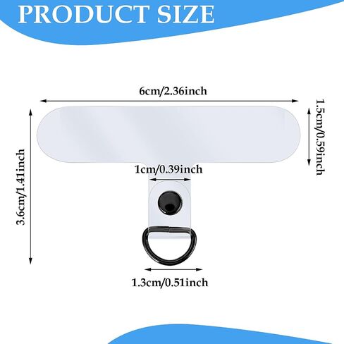 6Pcs Cell Phone Lanyard Patch Pad, Universal Phone Tether Tab Phone Strap Connector with Metal Ring for Cell Phones Security Drop Protection (Transparent Light Gold) in Saudi Arabia